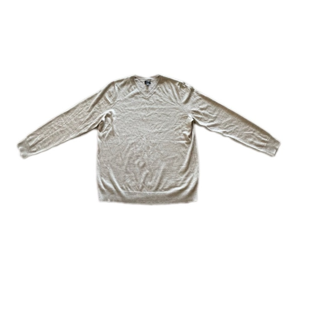 Apt 9 Merino Wool Blend Oatmeal Gray Long Sleeve V Neck Sweater Men’s XXL Tall
